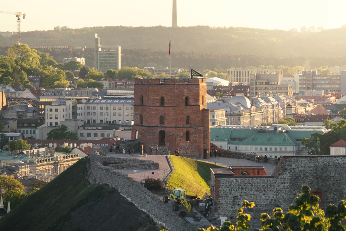 Gediminas Tower overlooking the city of Vilnius, Lithuania
