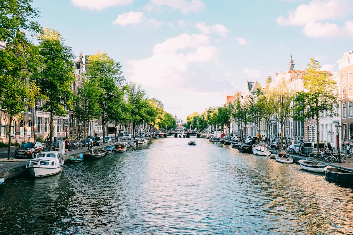 Canal houses and bicycles in Amsterdam, Netherlands