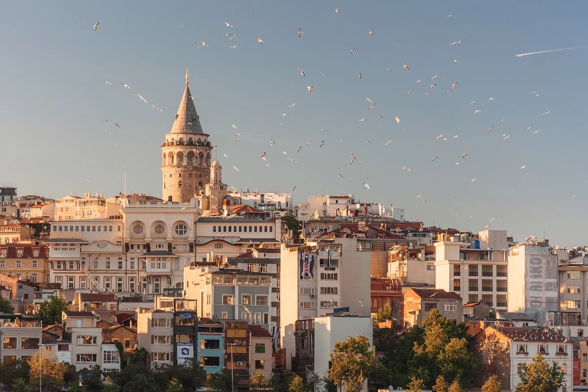 Istanbul waterfront, historic skyline and ferry traffic in Türkiye