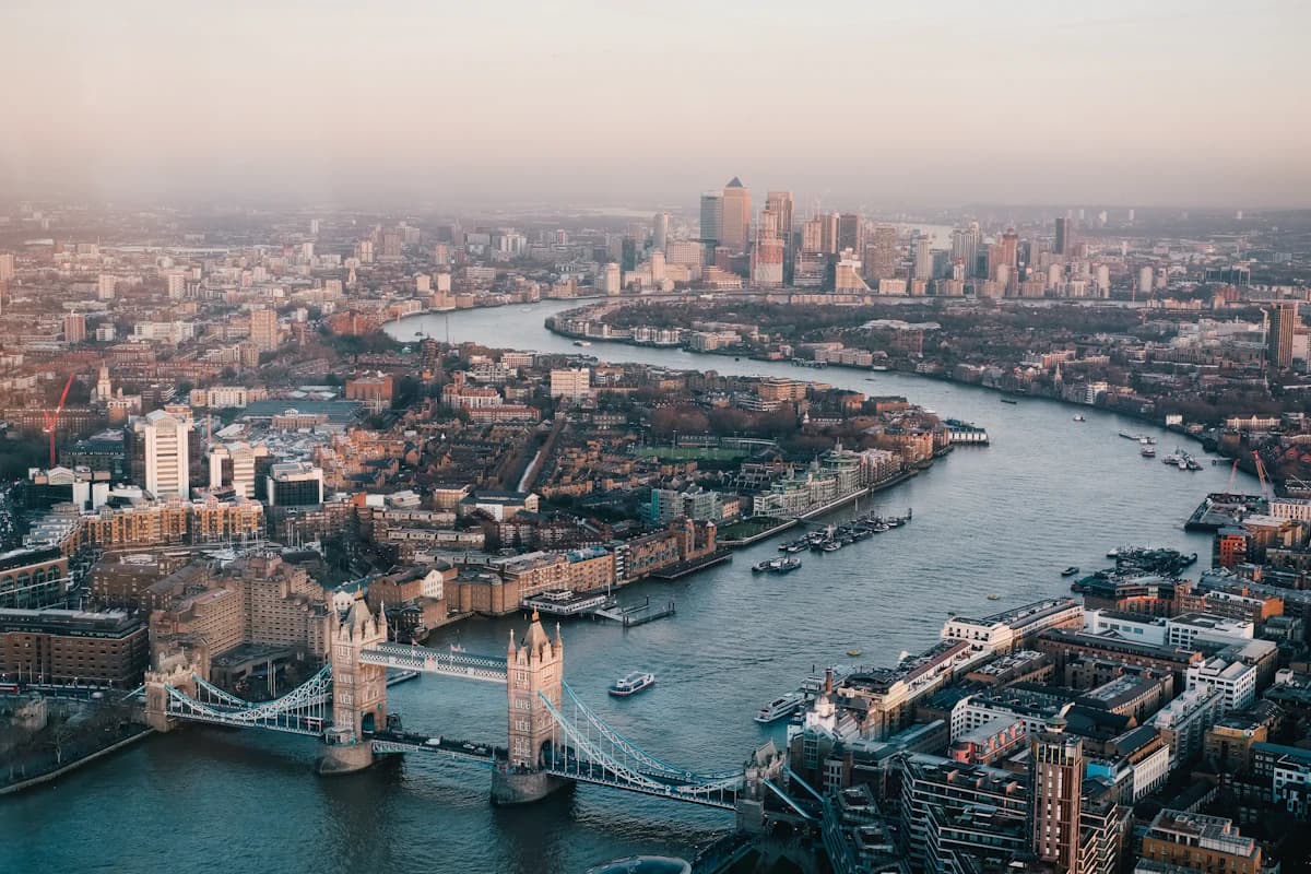 London skyline and the River Thames in the United Kingdom